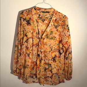 Zara Tie Neck Floral Blouse